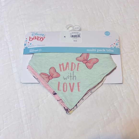 Disney Minnie Mouse 3 Pack Baby Girl Bibs Drool Bandana Fabric - Picture 5 of 6